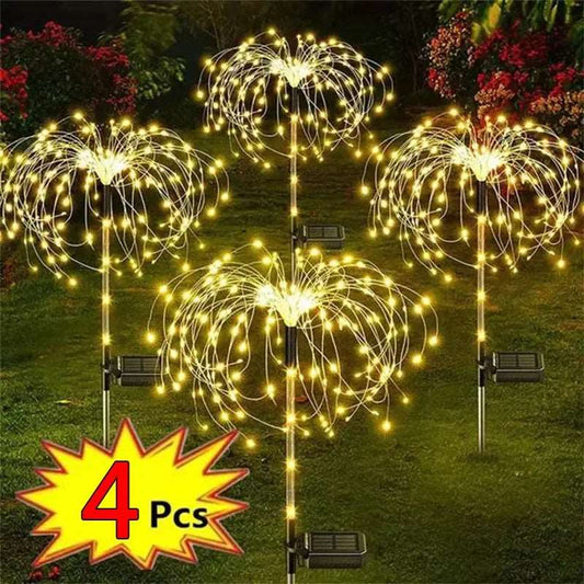 1/2/4Pcs Solar LED Firework Fairy Light Outdoor Garden Decoration Lawn Pathway Light For Patio Yard Party Christmas Wedding-Masscheap