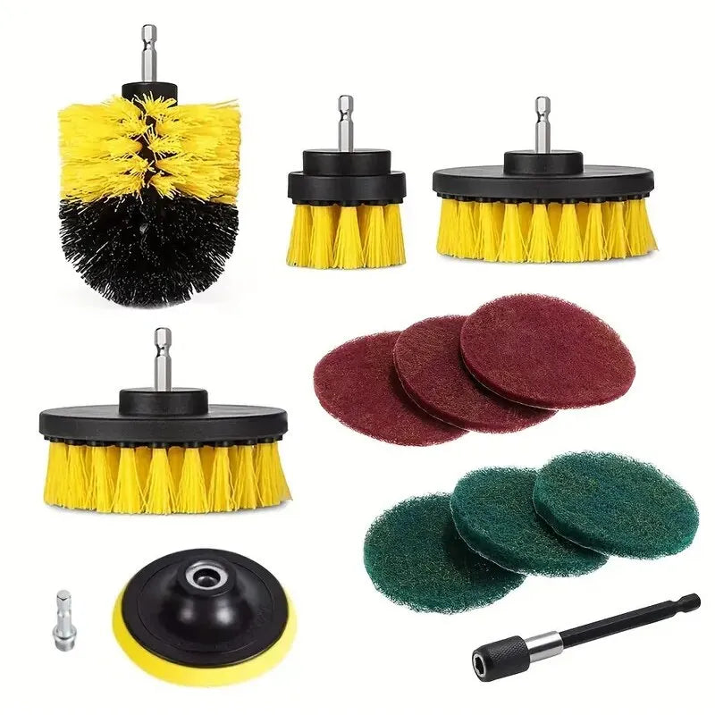 12pcs Electric Drill Brush Head Cleaning Household Universal Tools Floor Tile Polishing Kitchen Bathroom Car Wash Descaling Set-Masscheap