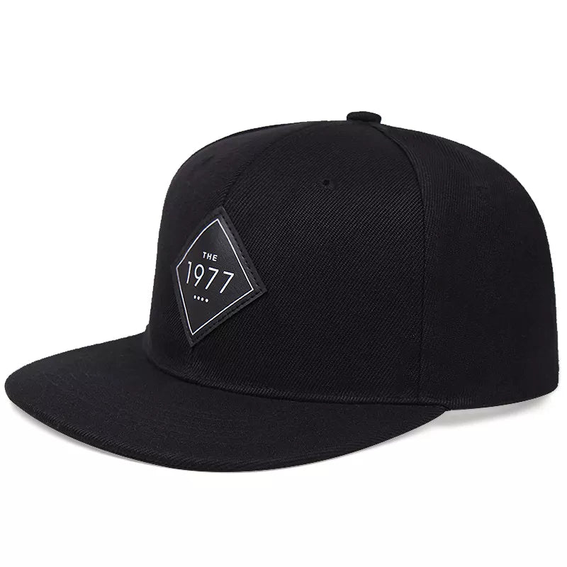 1977 Fashion trend flat top baseball cap Street rap hip hop cap adjustable flat rim hat men and women-Masscheap