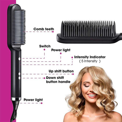 2 In 1 Hair Straightener Hot Comb & Curling Tong-Masscheap