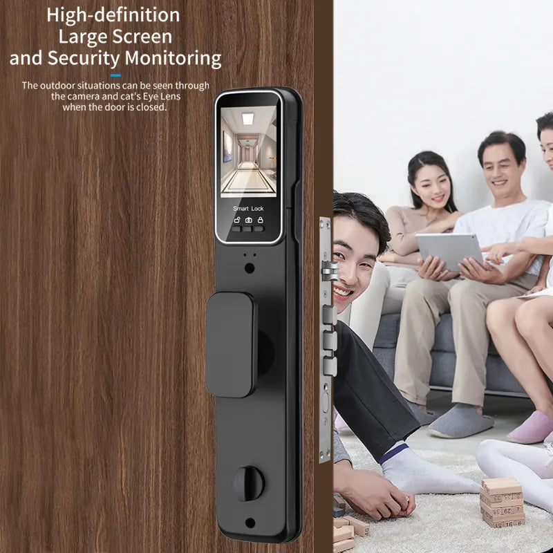 3D Face Smart Door Lock Security Camera Monitor Intelligent