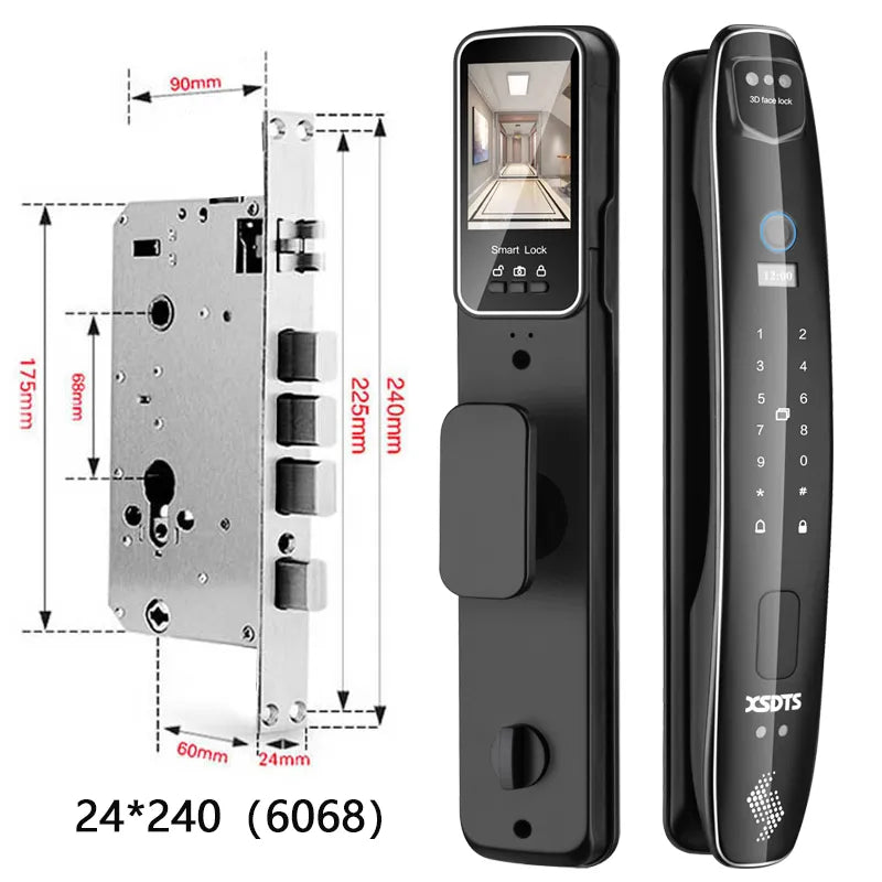 3D Face Smart Door Lock Security Camera Monitor Intelligent