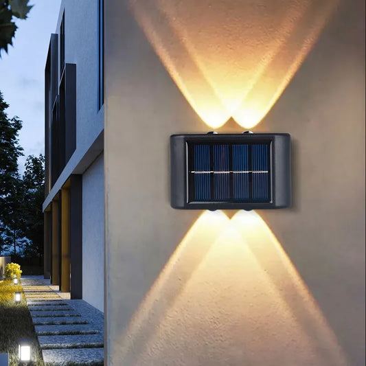 4-LED Solar Wall Lamp: Warm Waterproof Lighting for Outdoor