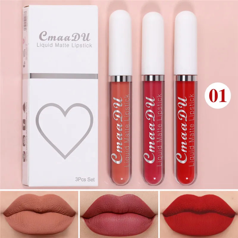 6 Boxes Of Matte Non-stick Waterproof Lipstick - 01-3Pcs