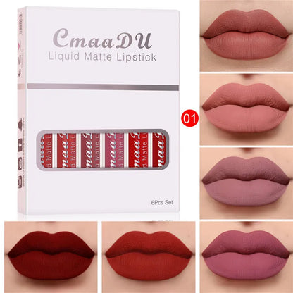6 Boxes Of Matte Non-stick Waterproof Lipstick - 01-6Pcs