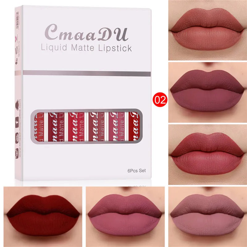 6 Boxes Of Matte Non-stick Waterproof Lipstick - 02-6Pcs