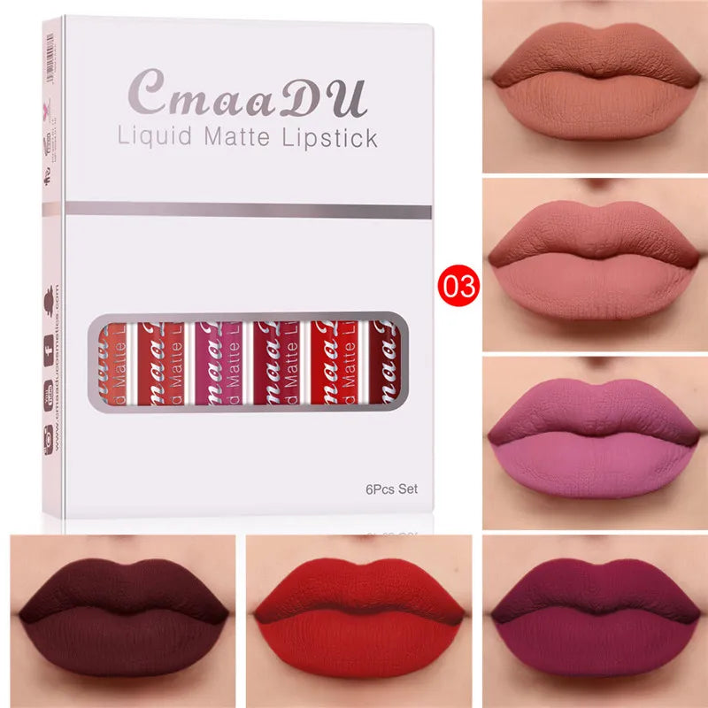 6 Boxes Of Matte Non-stick Waterproof Lipstick - 03-6Pcs