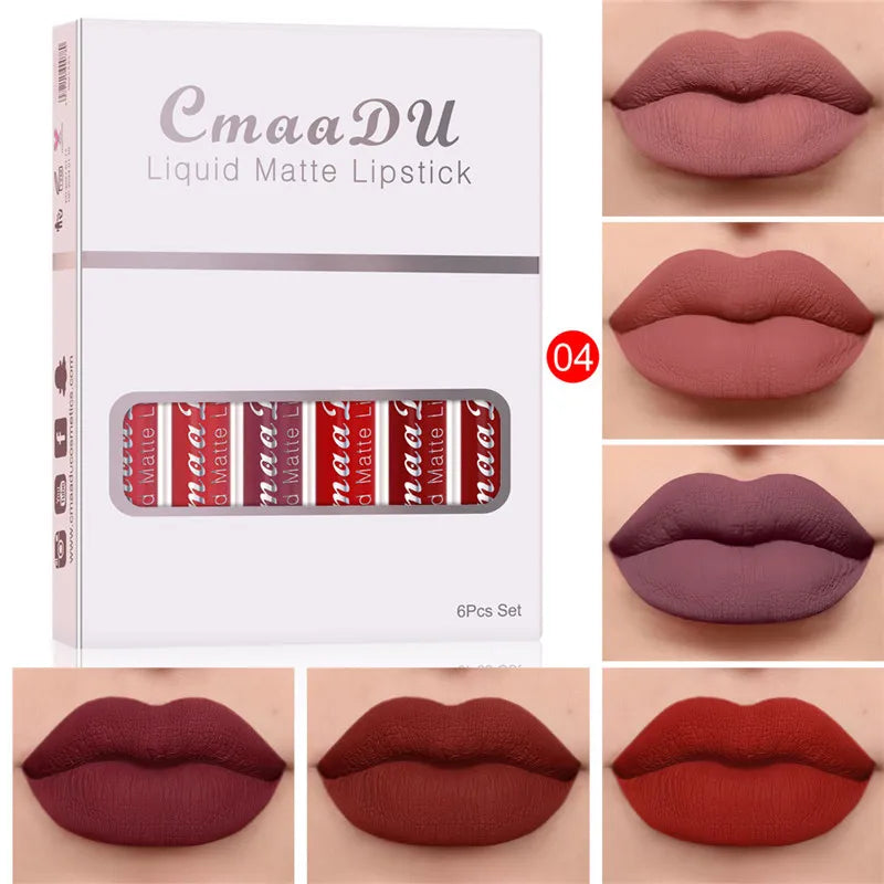 6 Boxes Of Matte Non-stick Waterproof Lipstick - 04-6Pcs