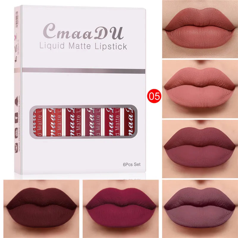 6 Boxes Of Matte Non-stick Waterproof Lipstick - 05-6Pcs