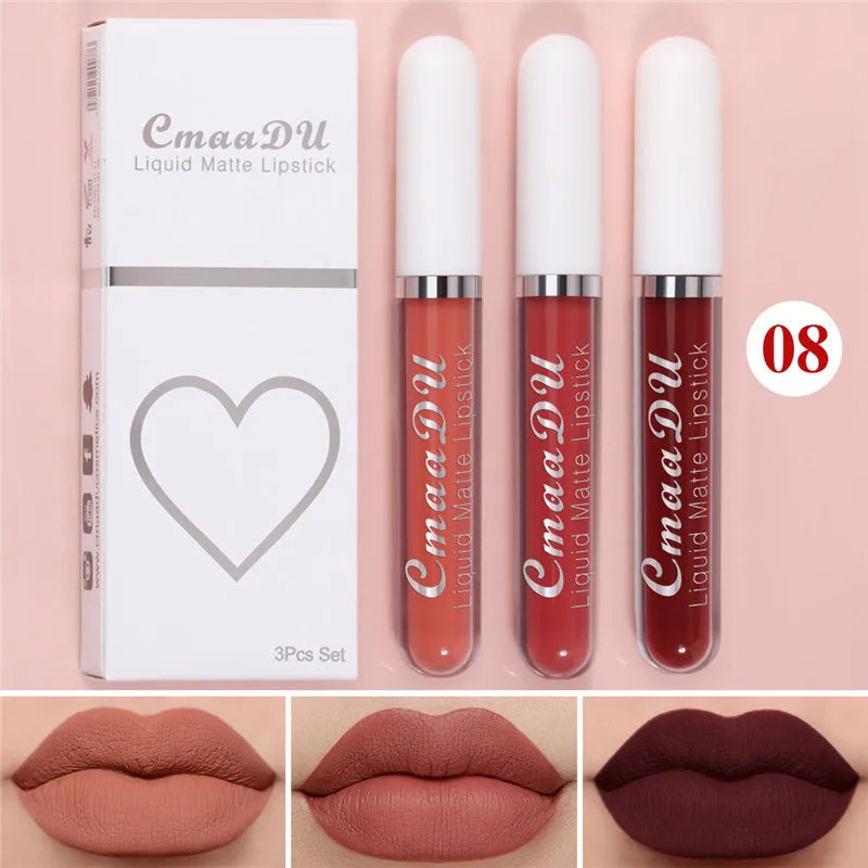 6 Boxes Of Matte Non-stick Waterproof Lipstick - 08-3Pcs