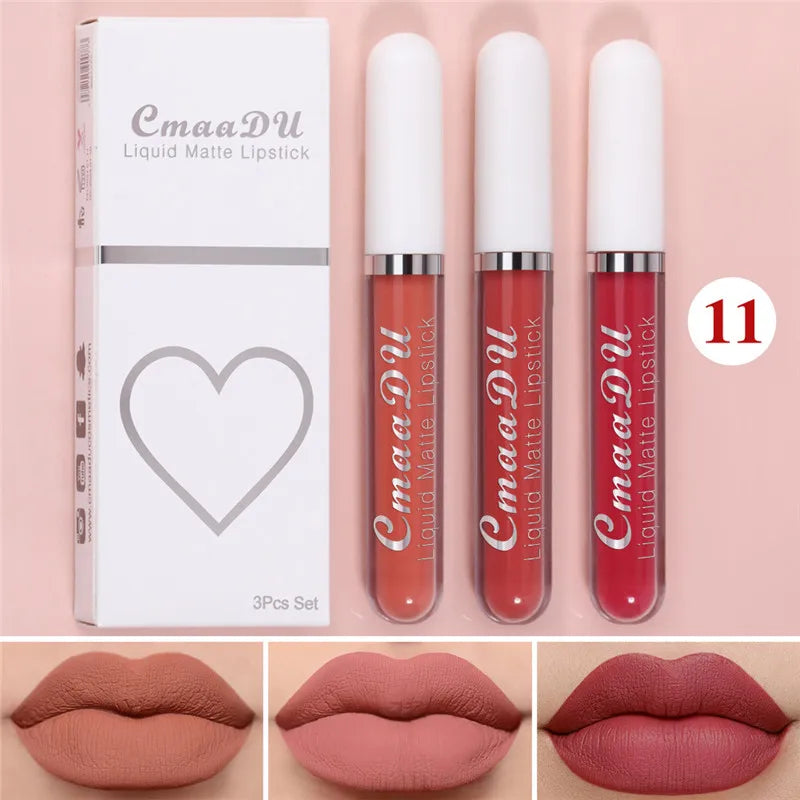 6 Boxes Of Matte Non-stick Waterproof Lipstick - 11-3Pcs