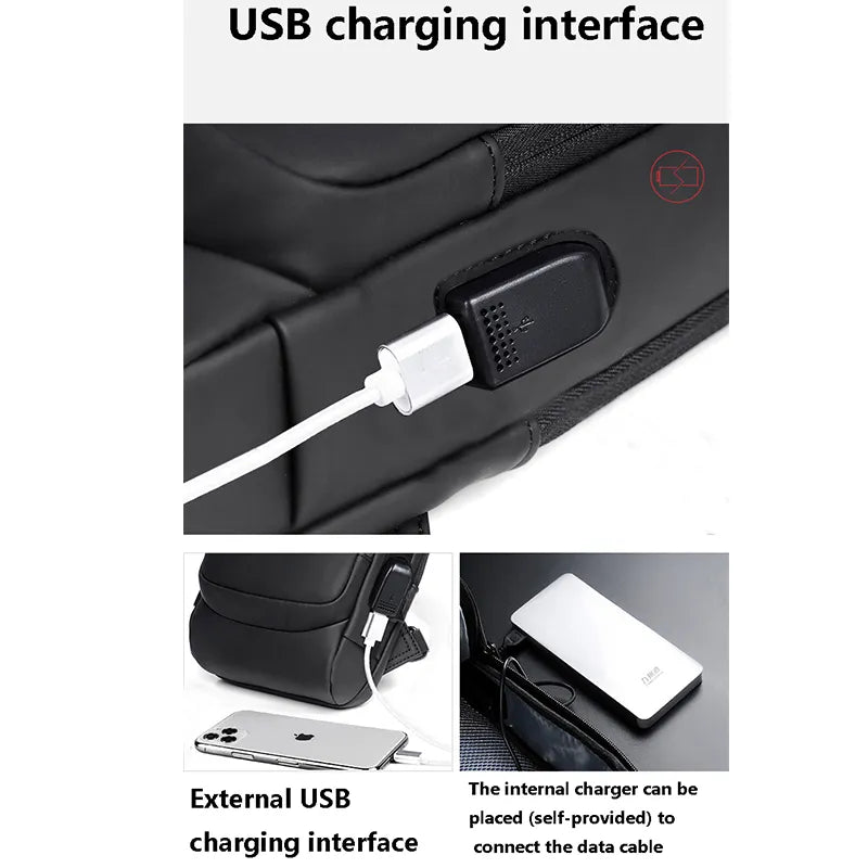 Anti-Theft Men’s Crossbody Travel Bag with USB Charging