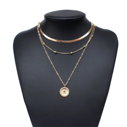 Fashion Layered Necklaces Blade Snake Chain Silver Gold