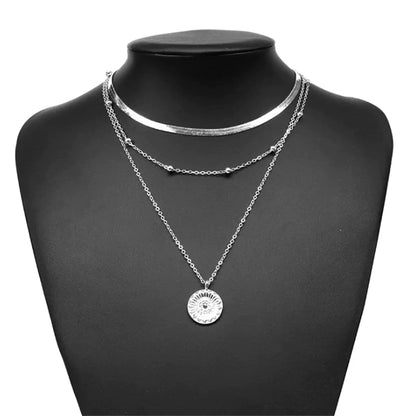 Fashion Layered Necklaces Blade Snake Chain Silver Gold
