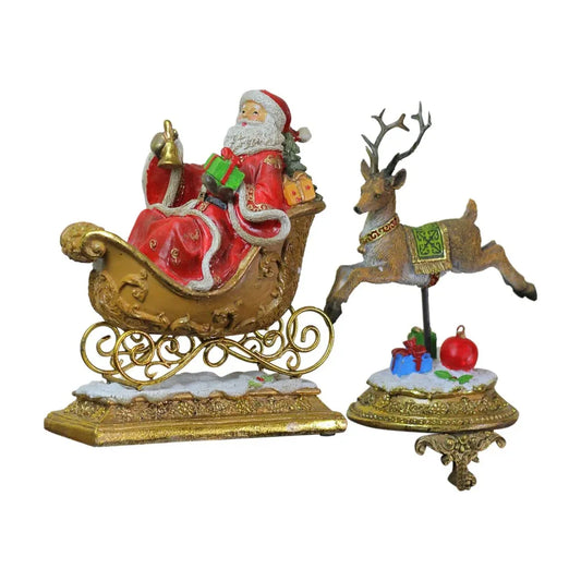 Glittered Santa and Reindeer Christmas Stocking Holder