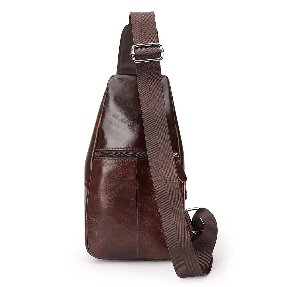 HUMERPAUL Genuine Leather Chest Bag for Men Anti-thef
