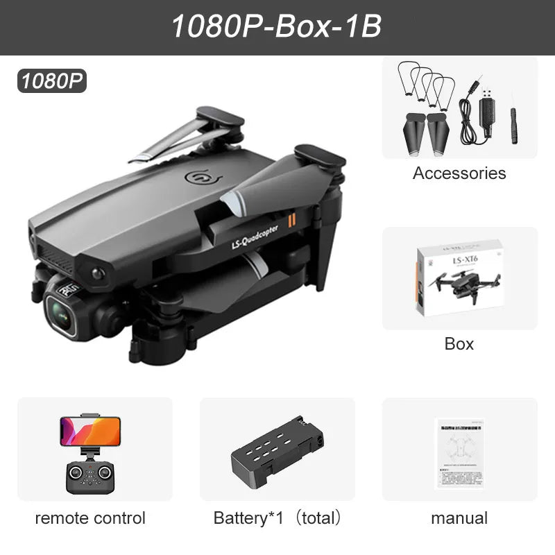 JINHENG XT6 Mini Drone 4K 1080P HD Camera WiFi Fpv Air