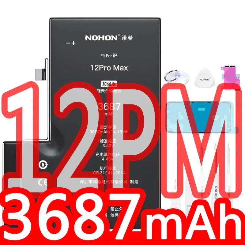 NOHON Battery For Apple iPhone 12 Mini Pro MAX 11 X XS 8 7 6S 6 Plus XR SE SE2 8Plus 7Plus Lithium Polymer High Capacity Bateria-Masscheap