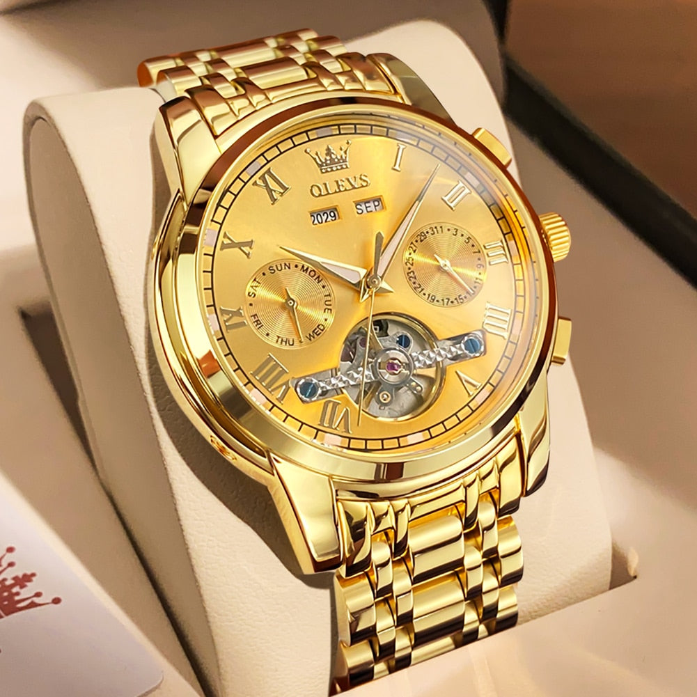 OLEVS Mechanical Watches Automatic Watch Men Stainless Steel Waterproof Luminous Watch for Men Luxury TOP Brand Wristwatch-Masscheap