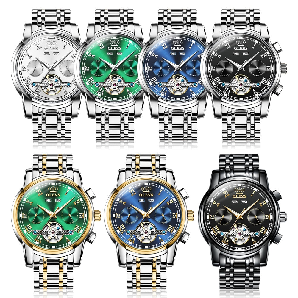 OLEVS Mechanical Watches Automatic Watch Men Stainless Steel Waterproof Luminous Watch for Men Luxury TOP Brand Wristwatch-Masscheap