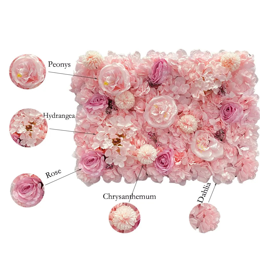 Pink Silk Rose Flower Wall Artificial Flower For Wedding