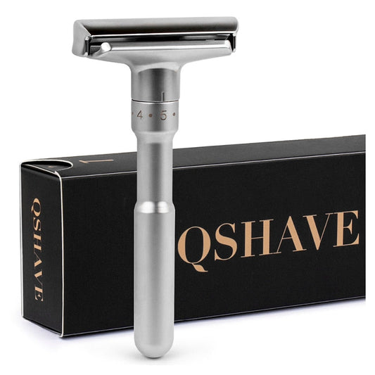 QSHAVE Adjustable Safety Razor Double Edge Classic Mens Shaving Mild to Aggressive 1-6 File Hair Removal Shaver it with 5 Blades-Masscheap