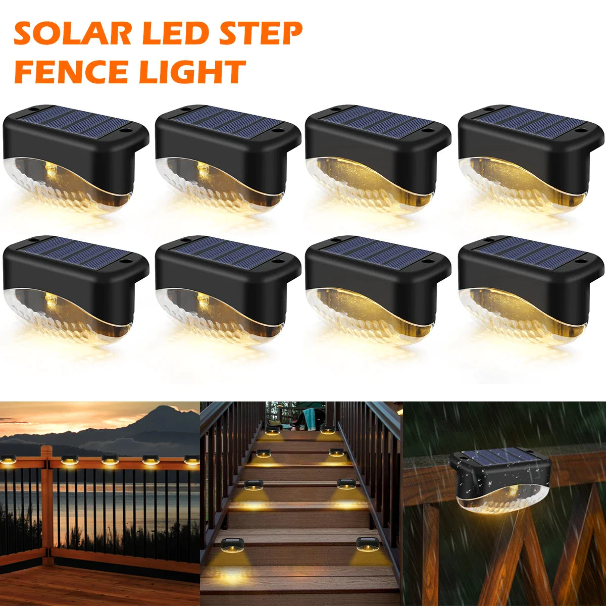 Solar LED Lights Outdoor Garden Light Stairs Deck Lamp Solar Lights Waterproof Solar Step Light for Patio Yard Garden Decor-Masscheap