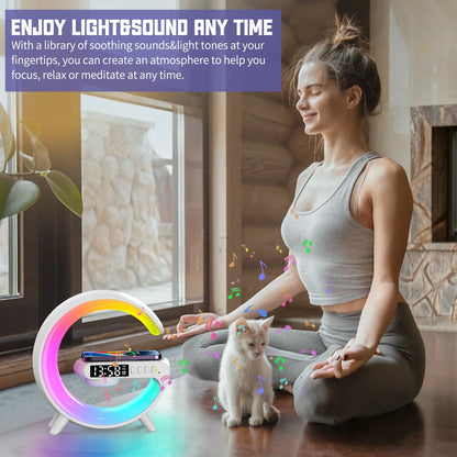 Transform Your Charging Experience: The Ultimate 15W Wireless Charger Pad Stand Speaker TF RGB Night Light for Lightning-Fast Charging and Awe-Inspiring Sound!-Masscheap