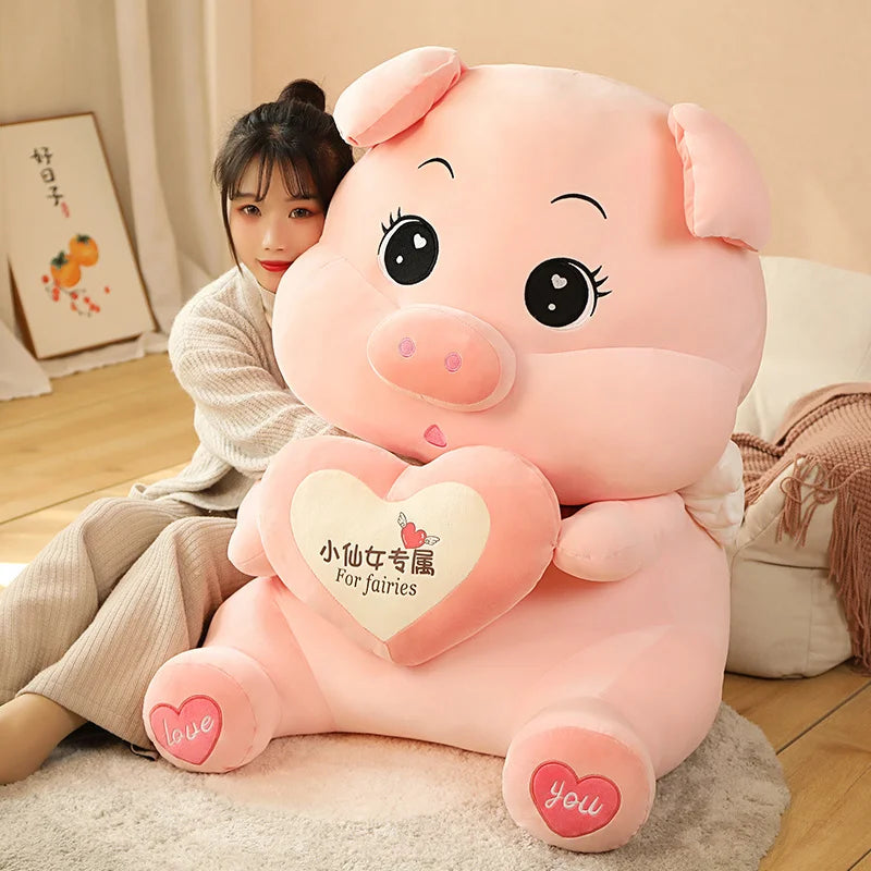 1pc 40-60cm Lovely Pig Plush Toy Doll Stuffed Pink Angel