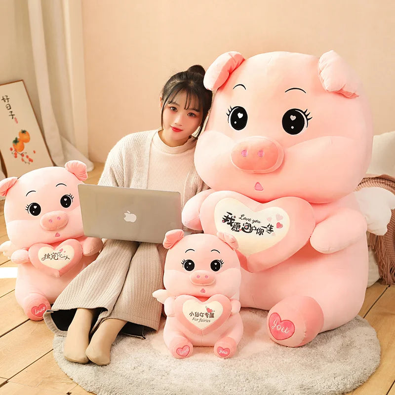 1pc 40-60cm Lovely Pig Plush Toy Doll Stuffed Pink Angel