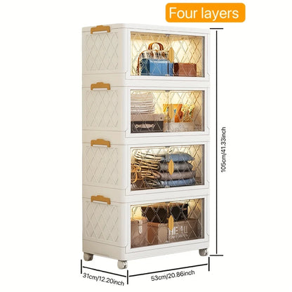 1pc Multi-layer Plastic Storage Box With 2 Doors Portable
