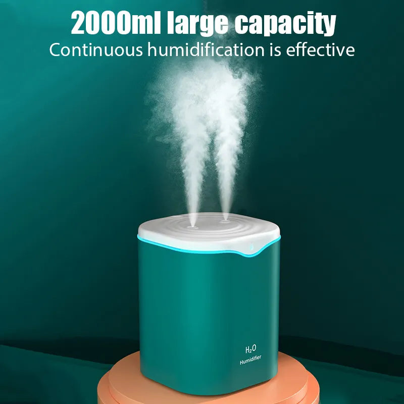 2000ML USB Air Humidifier Double Spray Port Essential Oil