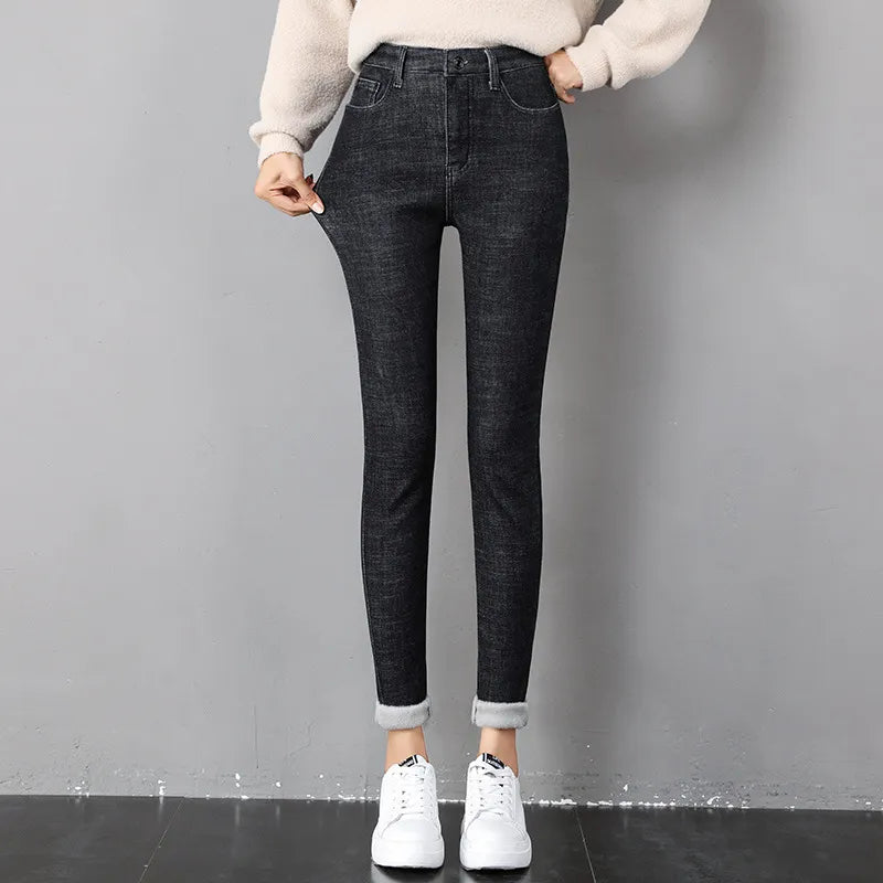 2023 Women Thermal Jeans Winter Snow Warm Plush Stretch