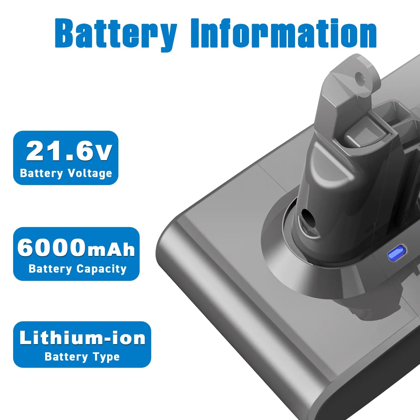 21.6V 6Ah Vacuum Cleaner Battery For Dyson V6 Battery DC62