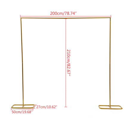 2*2.1M Gold Wedding Arch Door Square Metal Flower Rack with