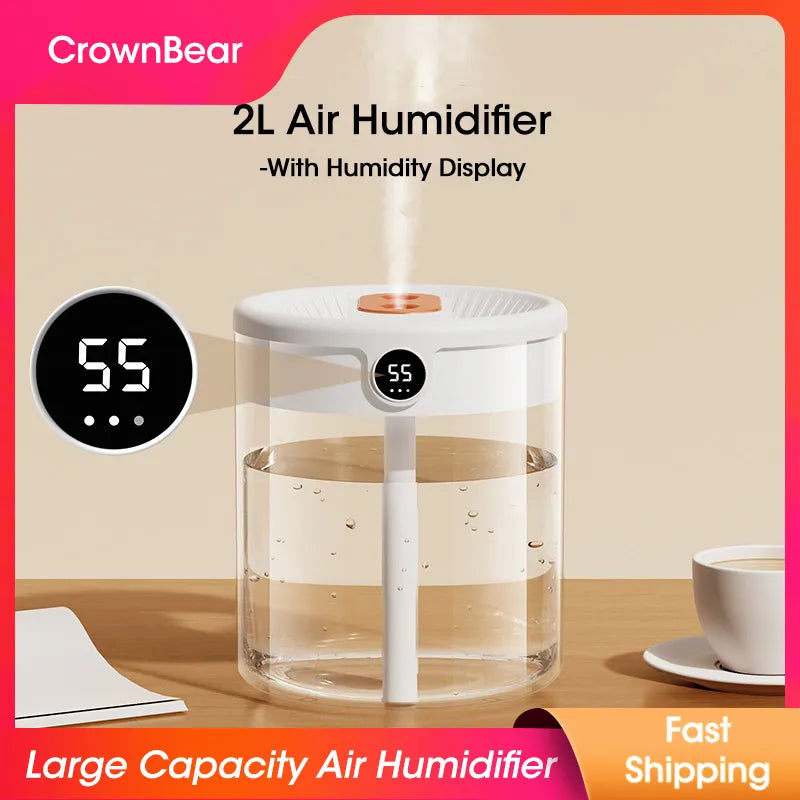 2L Air Humidifier Large Capacity With LCD Humidity Display