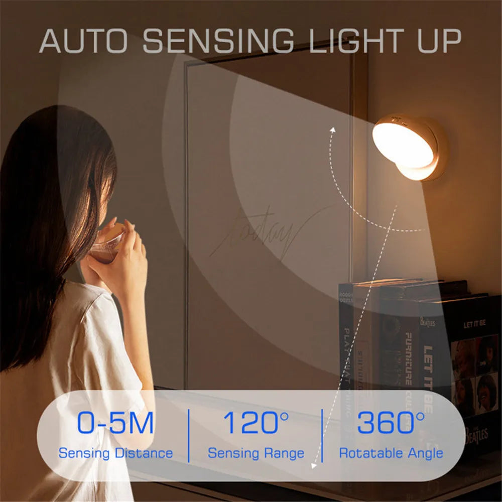 360 Rotated PIR Motion Sensor LED Night Light Wall Lamps