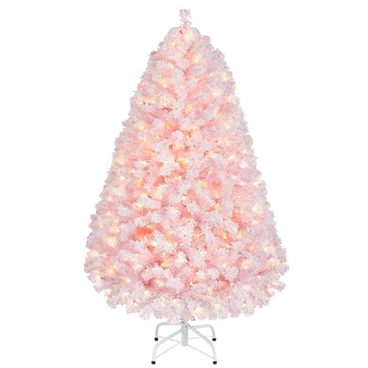 4.5’ Pre-lit Flocked Artificial Christmas Tree with 100