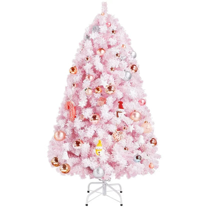 4.5’ Pre-lit Flocked Artificial Christmas Tree with 100