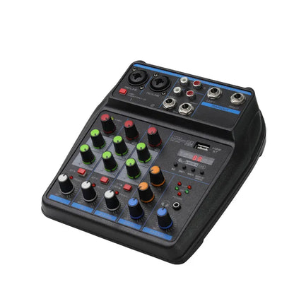 4 Channel Mixer DJ Mixing Console with Bluetooth 48V