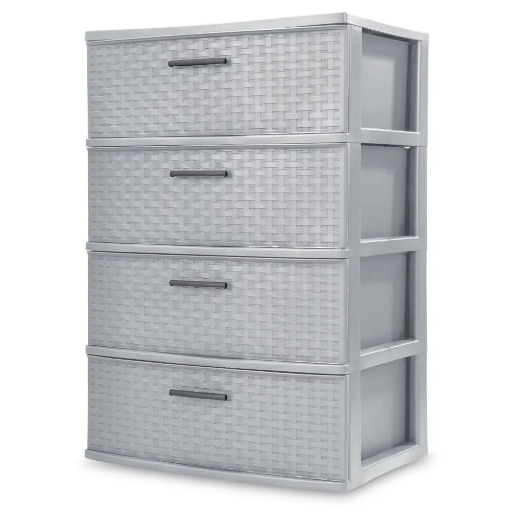 4 Drawer Wide Weave Tower White shoe box storage,Home