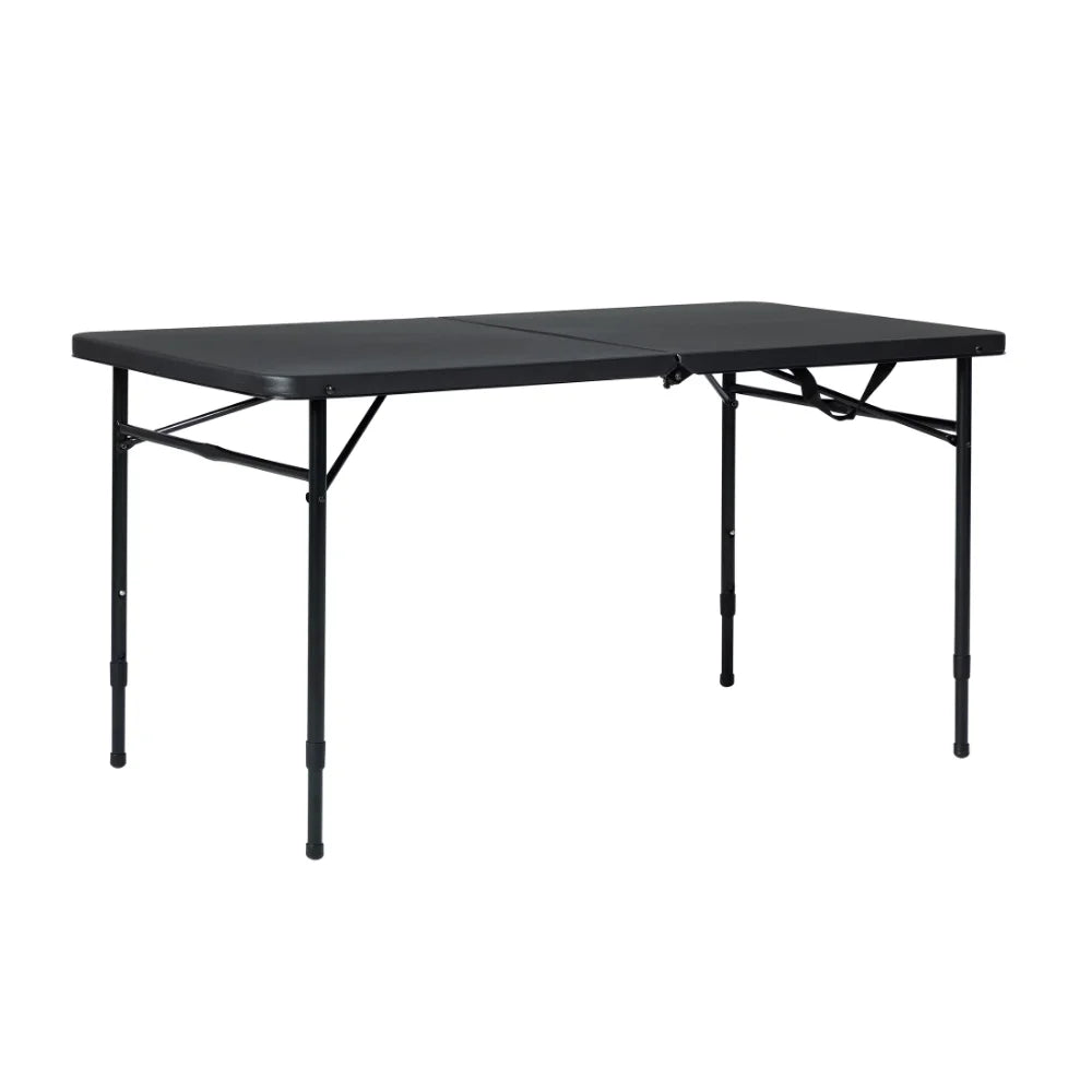 4 Foot Fold-In-Half Adjustable Table Rich Black Folding