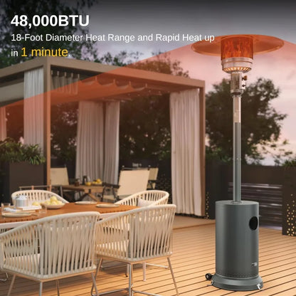 48,000 BTU Patio Heater for Outdoor Use With Round Table