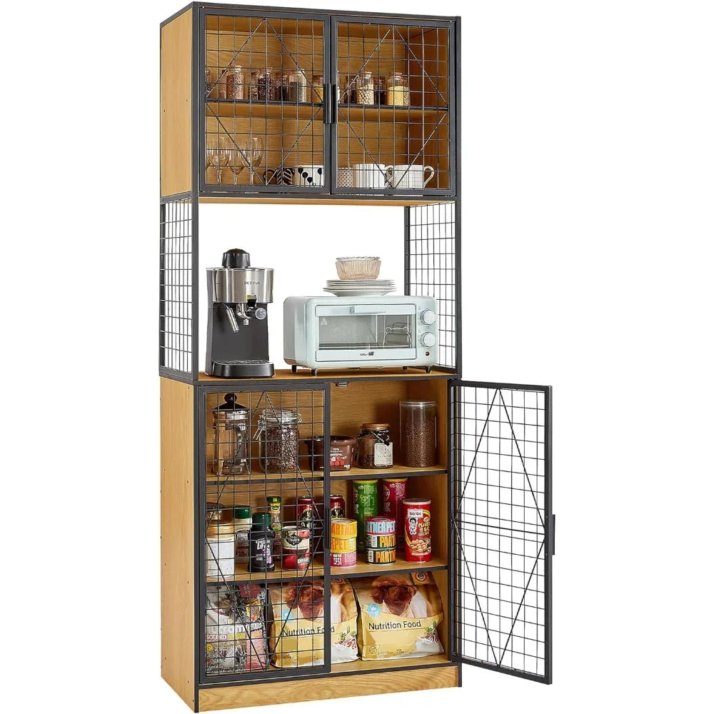 72in Tall Kitchen Cabinet with Doors and Shelves Large