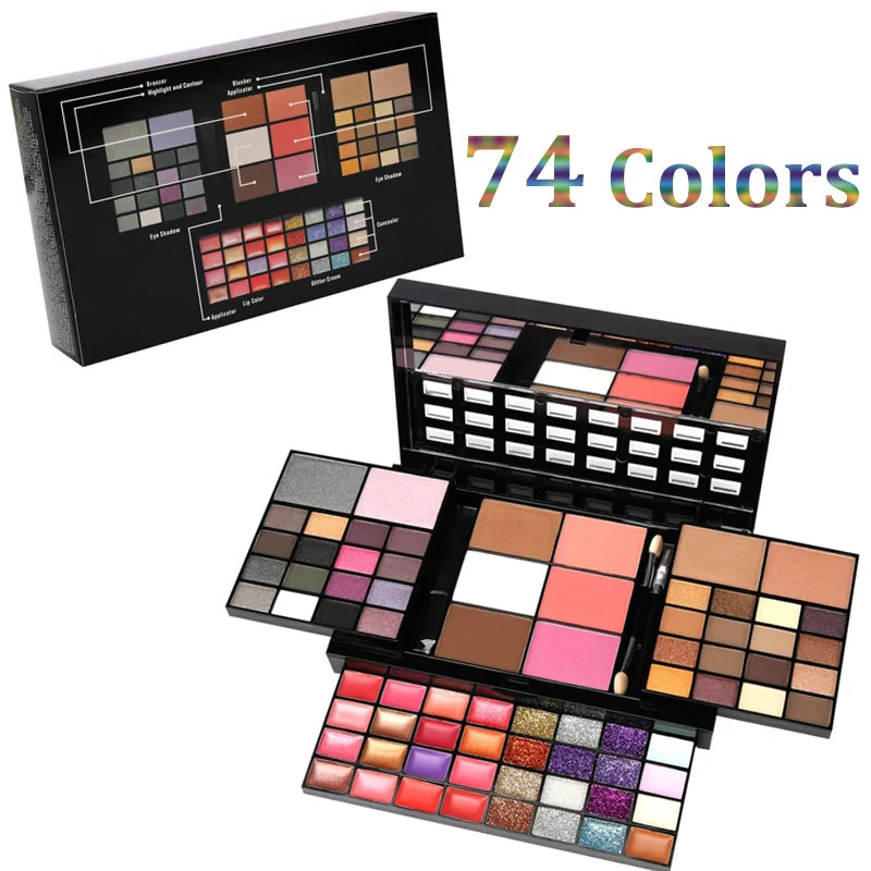 74 Colors Makeup Set Lip Gloss Blush Eyeshadow Highlight