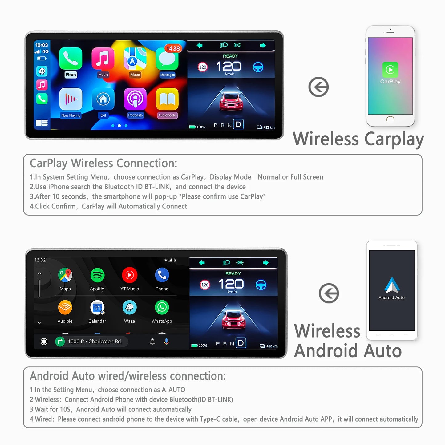 CATRONICS for 2023Tesla Accessories Model 3 Y Digital Dashboard Heads Up Display Carplay Android Auto for Tesla HUD Accessories