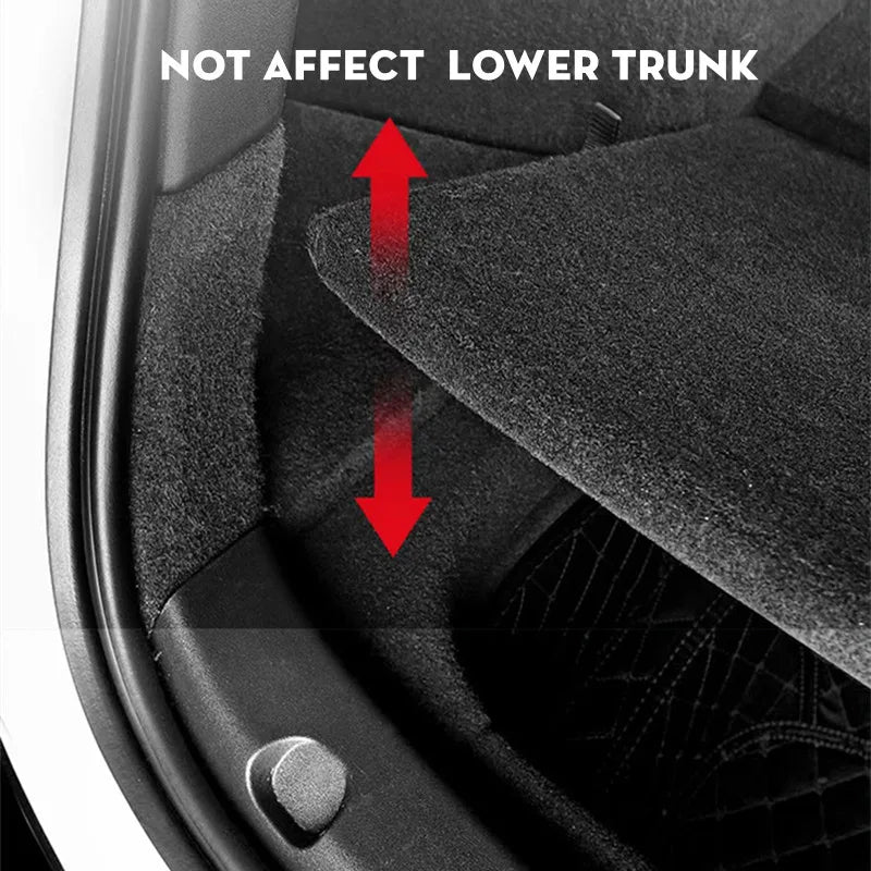 Futhope Car Trunk Side Storage Box For Tesla Model Y 2018-24 Hollow Cover Organizer Flocking Mat Partition Board Stowing Tidying