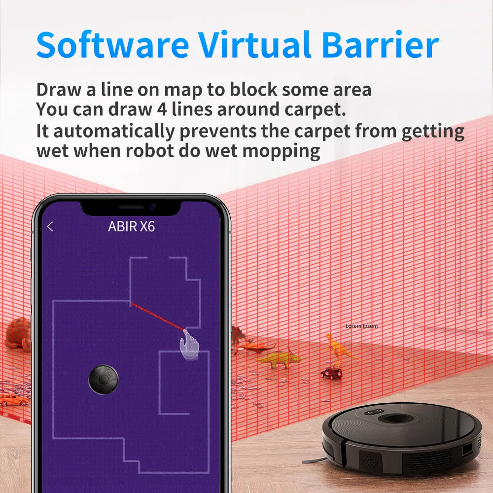 ABIR X6 Robot Vacuum Cleaner Visual Navigation,APP Virtual