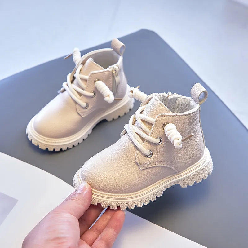 Baby Kids Short Boots Boys Shoes Autumn Winter Leather