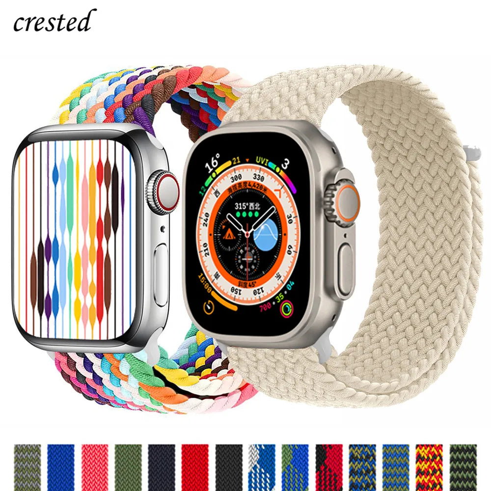 Braided Solo Loop For Apple watch Band 40mm 44mm 49mm 45mm